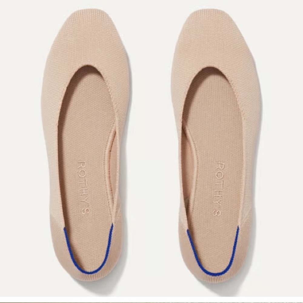 Rothy's The Square Ecru Knit Ballet Flat Casual Comfort Shoes Women’s US sz 8.5
